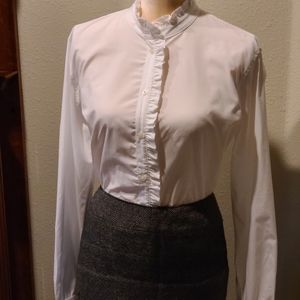 BNWT Ralph Lauren Ruffle-Trim Button Down Sz L